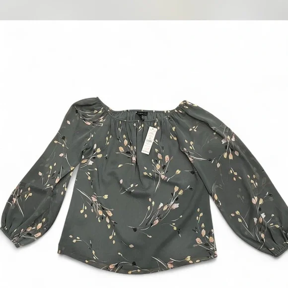 White House Black Market NWT Floral Blouse - Green and Pink - Picture 2 of 7